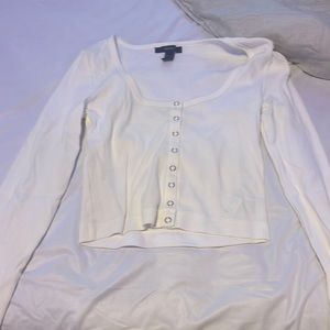 white long sleeve shirt with buttons worn once or twice